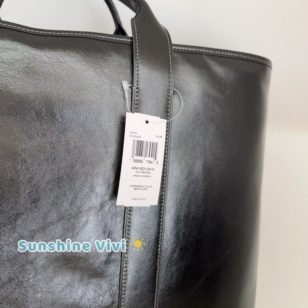 NWT Coach Grayson Tote Bag Charm CDY45 Silver/Black Shiny smooth Calf Leather - Picture 4 of 9